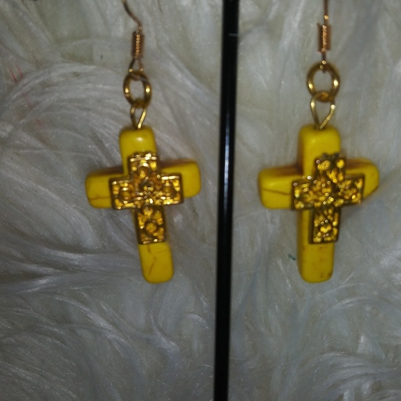 Yellow Turquoise Earrings - Picture 2 of 2